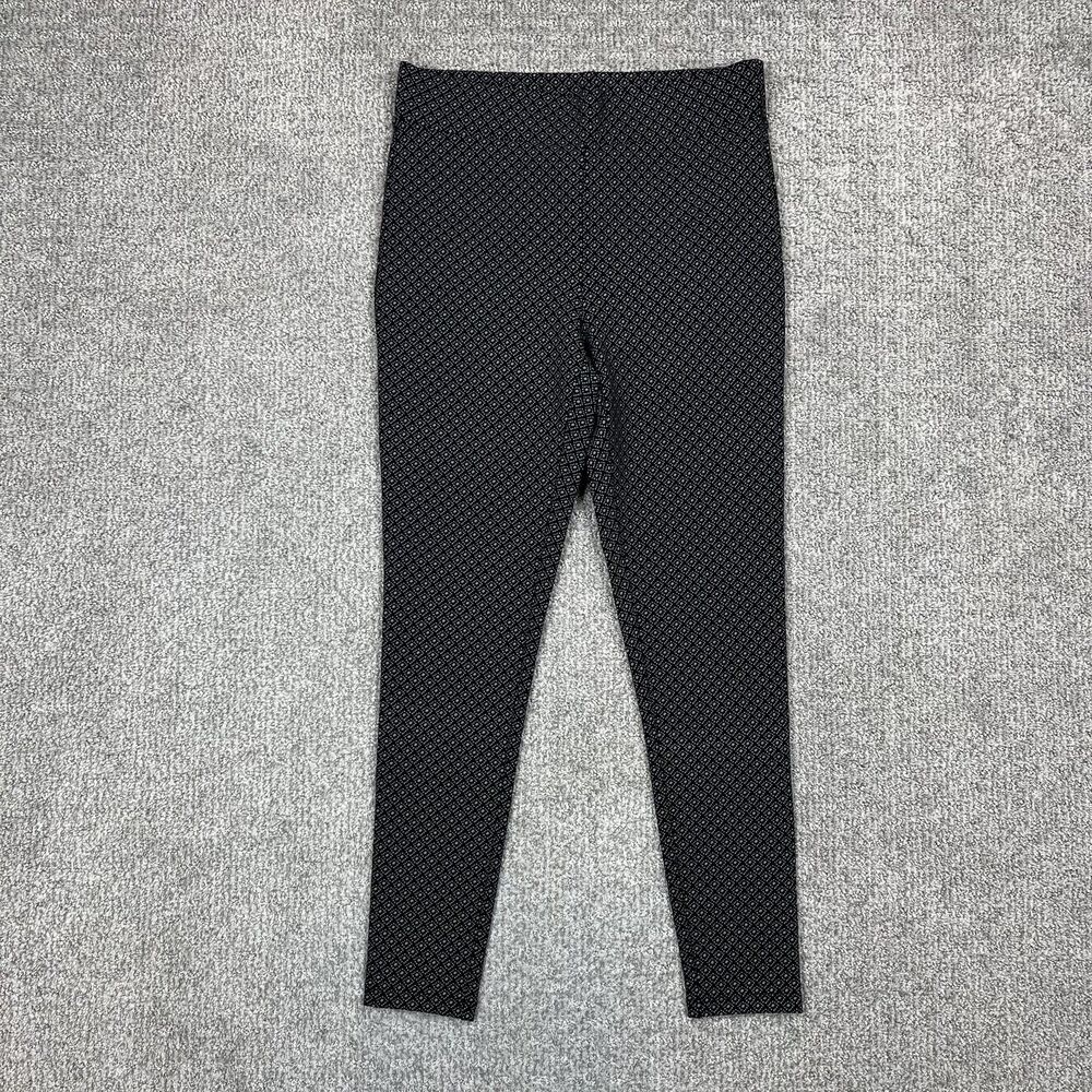 LOFT Ponte Leggings Womens Medium Black Geometric Ankle Stretch Office Career
